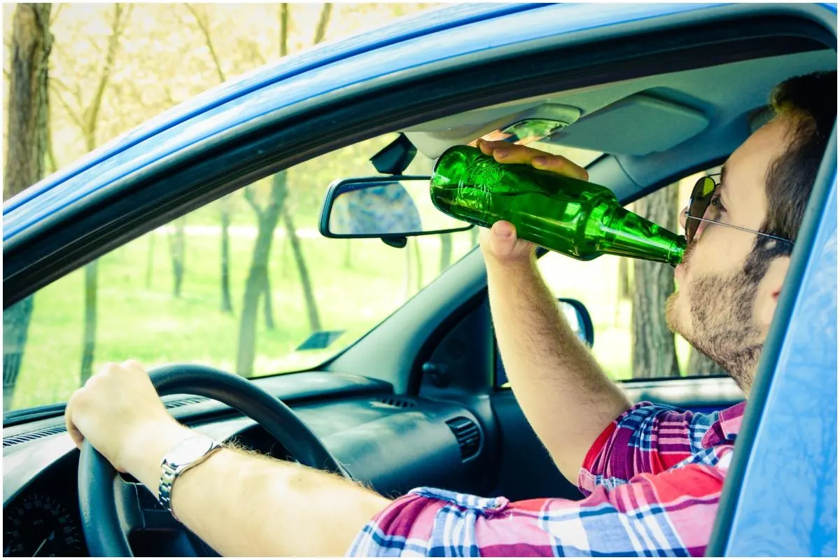 drinking alcohol while driving a car