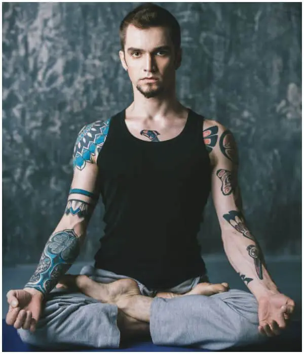 man tattoos meditation