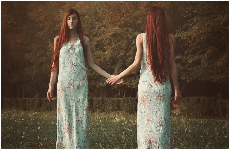 red hair woman love twin