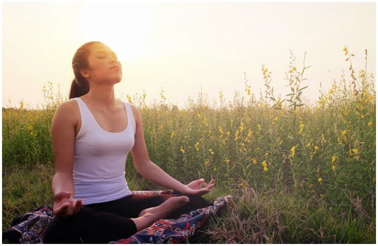 woman meditation sunshine