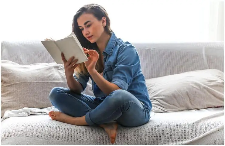 woman reading a book