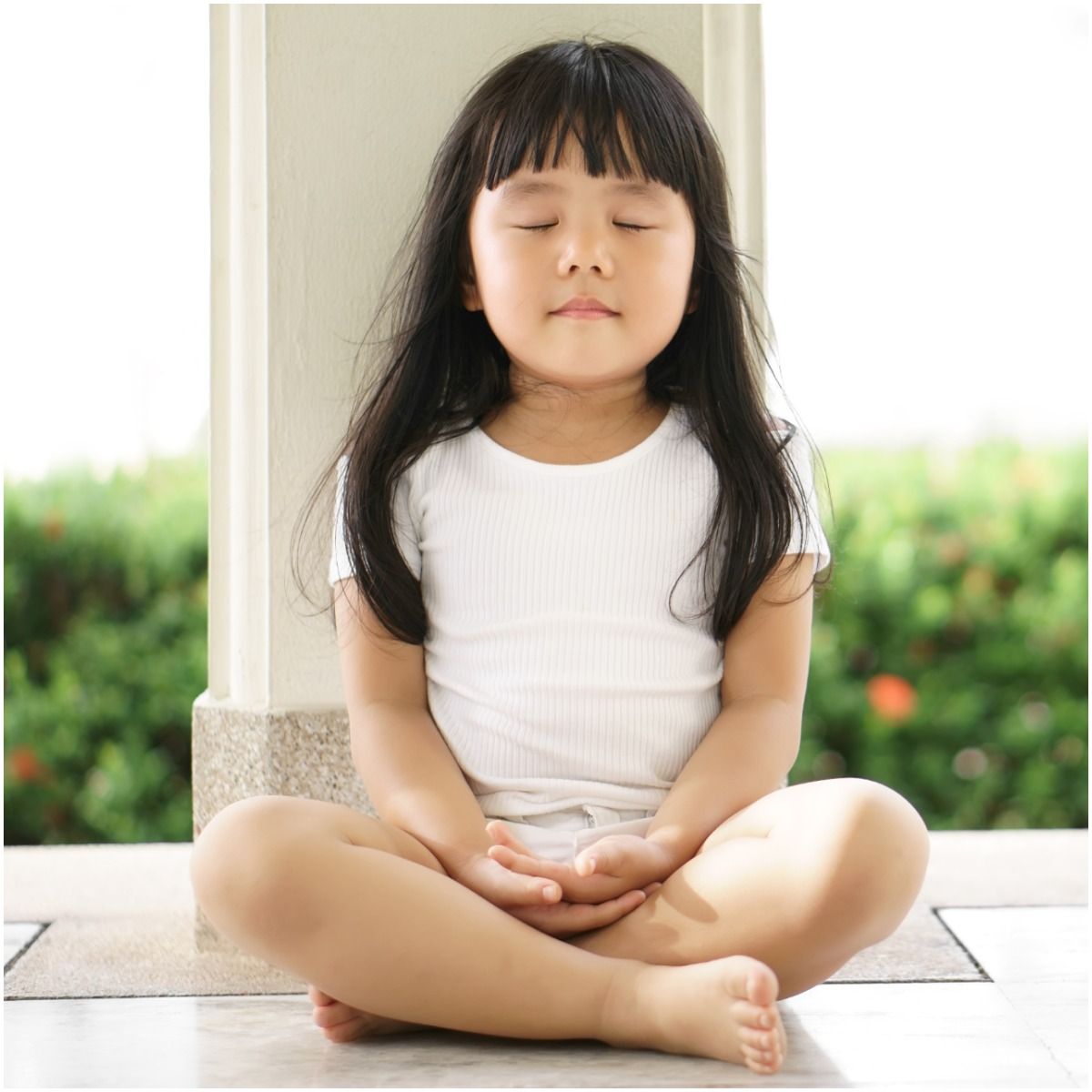a young girl meditation children