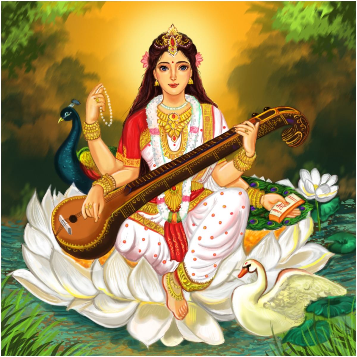 Hindu goddess Saraswati