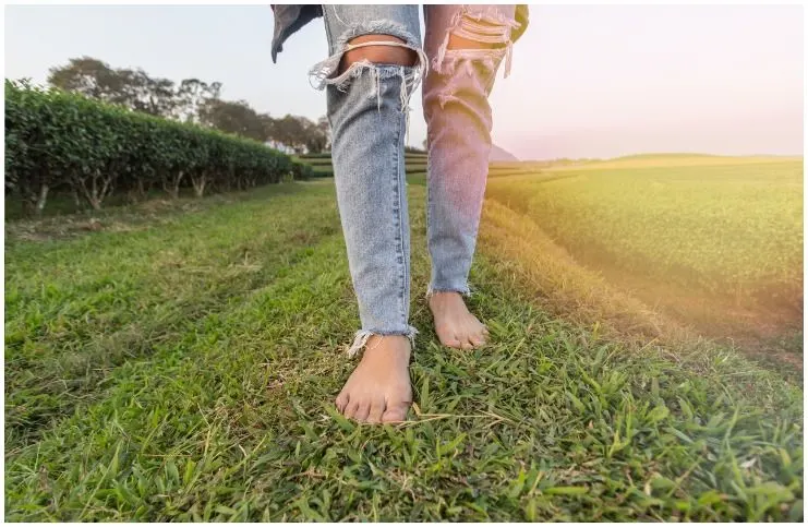 Walking Barefoot in Dewy Grass