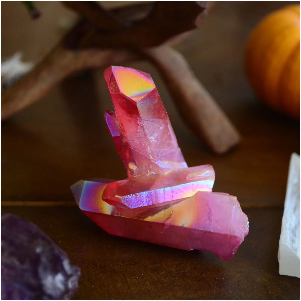 Flame Aura Quartz stone for protection