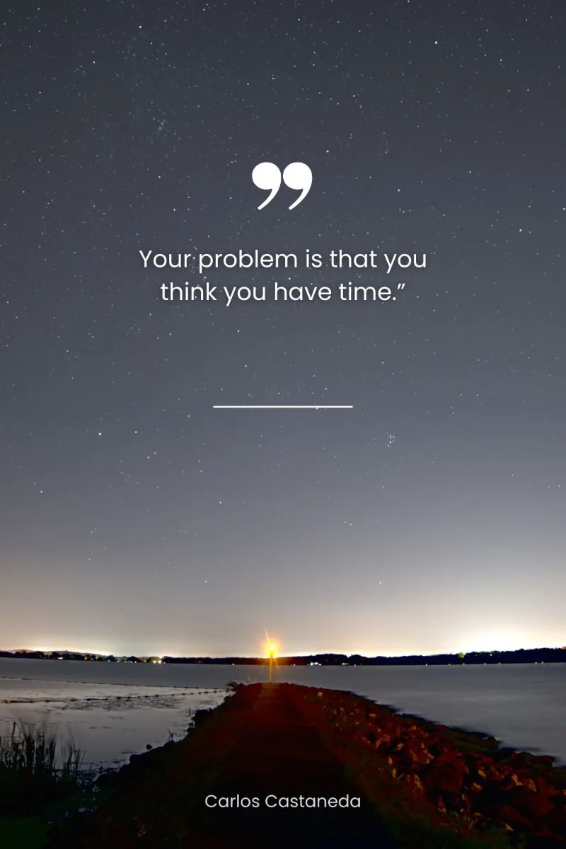 Your problem is that you think you have time. Carlos Castaneda quote